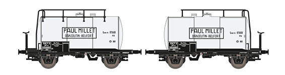 095-H24852 - N - 2er Set Leichtbau-Kesselwagen SNCF/Millet, Ep.III